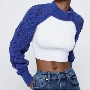 NWT ZARA POM POM ARM WARMERS SHRUG BOLERO BLOGGER FAVE SIZE MEDIUM